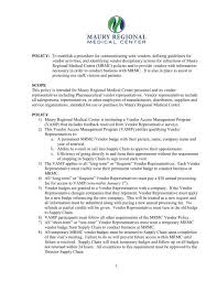 Vendor management came into practice in 1983. Vendor Management Policy