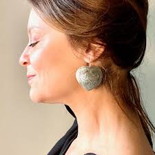 Mexican Heart Earrings in Silver