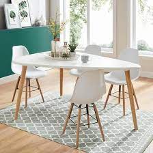 Benedikt Table A Manger Triangulaire 6 A 8 Personnes Scandinave Blanc Laque Satine L160xl120 Table A Manger Triangulaire Meuble Salle A Manger Table A Manger