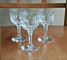 LOT 3 Stuart Clifton Park Crystal Cordial Glass Cut Thumbprint & Vertical  Signed