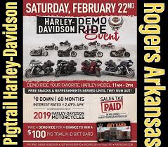 Harley Davidson Demo Day Sat Feb 22 Pigtrail Harley Davidson Rogers Ar In 2020 Harley Davidson Harley Used Motorcycles For Sale