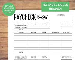 Paycheck To Paycheck Budget Template Zero Based Budget Printable Editable Pdf Bi Monthly Budget Weekly Budget Sizes 8 5 X 11 A4 A5 Paycheck Budget Budget Template Budgeting