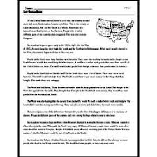 Sectionalism Reading Comprehension Worksheet Edhelper