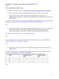 Forces friction and motion this virtual lab worksheet and answer key goes. Ap1 Lab Phet Hookes Law Deformation Mechanics Elasticity Physics