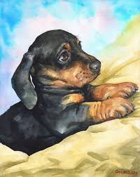 Dachshund Puppy Dachshund Watercolor Dachshund Print Black Etsy Dog Paintings Dog Art Dog Portraits