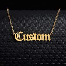 Personalized Old English Custom Name Necklaces For Women Men Gold Silver Color Stainless Steel Chain Pend Custom Necklace Old English Font Custom Name Necklace