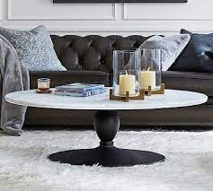 Chapman Round Marble Pedestal Dining Table Pottery Barn In 2020 Oval Coffee Tables Coffee Table Marble Pedestal Dining Table