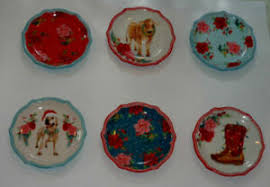 All are ceramic or stoneware. The Pioneer Woman Holiday Medley Appetizer Plates 6 5 Set Of 6 New Ebay