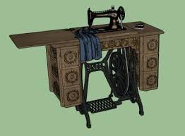 Sewing Machine 3d Skp Model For Sketchup Sewing Machine Antique Sewing Table Sewing