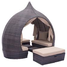 Modern Wicker Weave And Aluminum Outdoor Day Bed Zm Home Outdoor Wicker Furniture Outdoor Daybed Woven Outdoor Furniture