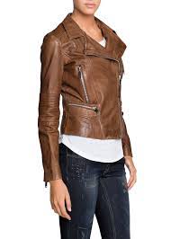 Mango Leather Biker Jacket In Brown Cognac Leather Jackets Women Leather Jacket Jackets