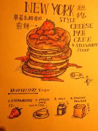 New York Cheese Cake Strawberry Pancake Sketched By Leslie Wang Once Food Drawing Food Illustrations New York Cheesecake