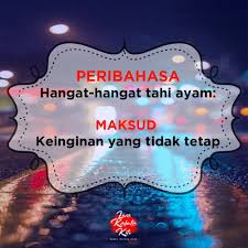 Apa maksud dari peribahasa berikut? Maksud Hangat Hangat Tahi Ayam