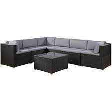 Rattan Patio Furniture Set Wicker Sofa Cushioned Sectional Furniture Set Garden Patio Sofa Set 7 Rattan Patio Furniture Black Patio Furniture Patio Sectional