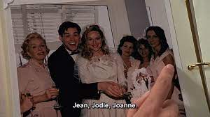 The mistake is that meryl's wedding ring is on the hand with the crossed fingers, which. In The Truman Show Meryl Points Out Her Bridesmaids Jean Jodie And Joanne They All Are Nondescript Dark Haired Caucasian Females With A Name That Starts With A J This Allows Hannah