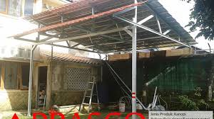 Atap garasi spandek + kalsibot / kanopi kaca dan sunlouvre sistem atap buka tutup: Jasa Kanopi Di Bogor Jual Kanopi Tralis
