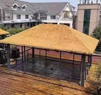 Artificial Thatch Roof Tiles - 0.5x0.5M Flame Retardant PE Grass For Gazebo  & Decor