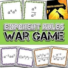 Basic Exponent Rules War Game One Variable Exponent Rules Exponents Math Middle School Math Teacher