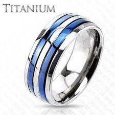 True Blue Titanium Dual Blue Bands Beautifully Crafted Blue Titanium Comfort Fit Ring Titanium Rings For Men Rings For Men Titanium Wedding Rings