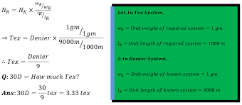 Conversion From Direct To Direct Denier To Tex System