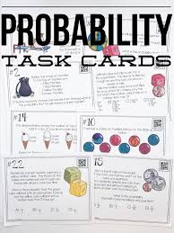 Probability Of Simple And Compound Events Task Cards Probability Activities Probability Worksheets 7th Grade Math