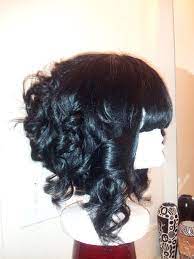 Jet Black Slanted Bob With Chinese Bangs Curls Full Custom Wig Hair Styles Stylish Hair Wavy Bob Hairstyles