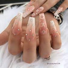 Lv Nail Stickers Shopkeeki Coffin Shape Nails Gucci Nails Stylish Nails