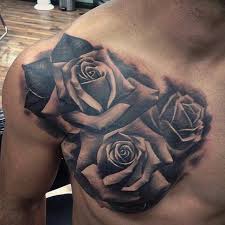 Roses Upon The Chest Of A Man Fred Flores Rose Tattoos For Men Men Flower Tattoo Chest Tattoo Men