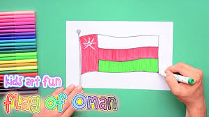 How To Draw And Color National Flag Of Oman Flag Drawing Oman Flag National Flag