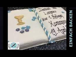 Buchtorte auch ohne buchbackform möglich. Originelle Kommunionstorte In Buchform Mit Goldenem Kelch Youtube