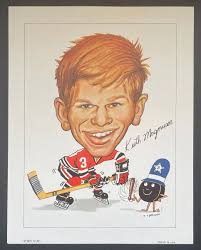 1970s Keith Magnuson Sporticatures R.Pelkowski Chicago Blackhawks NHL