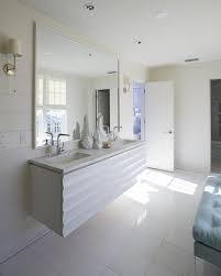 white floating double sink vanity