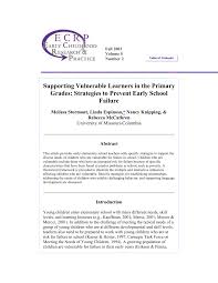 Pdf Supporting Vulnerable Learners In The Primary Grades Strategies To Prevent Early School Failure