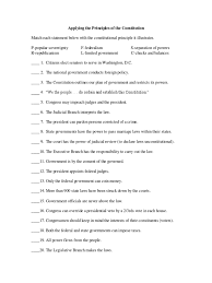 Applying The Principles Of The Constitution Answer Key Federal Government Of The United States Separation Of Powers Under The United States Constitution