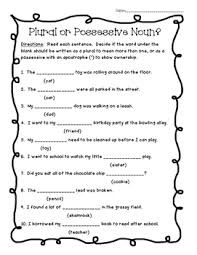 plural or possessive noun practice worksheet by 4 little baers tpt