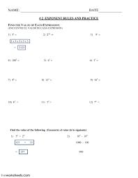 Exponents And Polynomials Worksheet