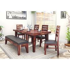5ft rustic farmhouse table with turned legs, bench and chair set dark walnut top and antique white base, wooden dining table. Sienna Large Wooden Rustic Dining Table Chair Set With Bench