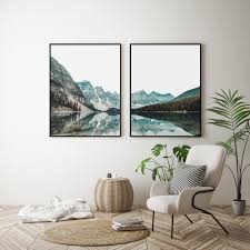 Mountain Lake Printmodern Wall Artlandscape Set Etsy Landscape Wall Art Landscape Walls Wall Printables