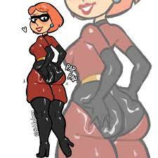1girls ass cosplay dat ass disney elastigirl (cosplay) family guy  fat ass female female only halloween halloween costume holidays latex latex  suit lois griffin pixar the incredibles tiddybaa (artist)