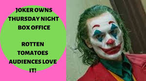 Joker Box Office Breaks Thursday Record Rotten Tomatoes Audience Score Rotten Tomatoes Joker Box Office