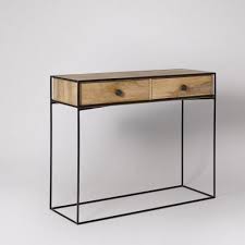 The Gretel Console Table Mango Wood A Sister To Our Best Selling Hansel The Exposed Metallic Frame Natural Wood Finish And Industrial Mebel Dekor Interer
