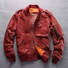 Red Goatskin Leather Air Force Military Style Motorcycle Jackets Men Sku 116089 Leather Jacket Men Style Leather Flight Jacket Leather Jacket