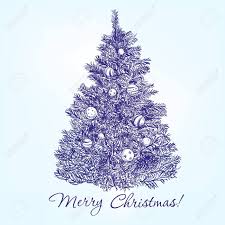 Draw a christmas tree on your fingernails. Christmas Tree With Balls Hand Drawn Vector Llustration Realistic Royalty Free Cliparts Vectors And Stock Illustration Image 48297504