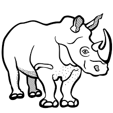 Rhino Lineart By Frankes Animal Outline Clipart Black And White Graphic Image