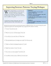 Sentence Patterns Varying Dialogue Sentence Writing Writing Worksheets Teaching Grammar