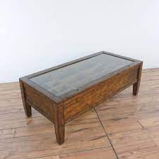 Diy pottery barn inspired benchwright coffee table. Pottery Barn Townsend Shadowbox Coffee Table Chairish