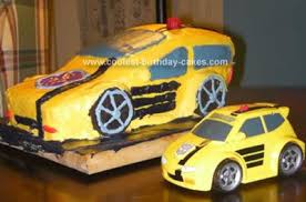 A transformers bumblebee car cake for a customer's little man's 5th birthday complete with edible handpainted transformers sign and a happy birthday sign painted in the style. Coolest Homemade Transformers Cakes