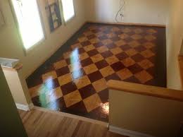 Two Tone Chess Pattern Plywood Veneer Floor Ideas In Beige Painted Wall Room Combined With Double Glass W Plywood Flooring Stained Plywood Floors Plywood Floor