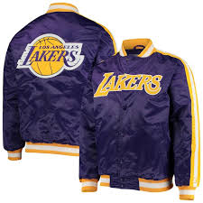 Vintage 90s chicago bears starter jacket mens m satin nfl football blue patch | the clothing vault. Men S Starter Purple Los Angeles Lakers The Offensive Varsity Satin Full Snap Jacket