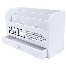 White desktop organizers are in stock with great low prices starting at $2.17. Juvale 3 Tier Wooden Mail Desktop Organizer Sorter With Storage Drawer For Office And Home Keep Mail Letters Files Office Supplies Neat Organized White 11 Inches Walmart Canada